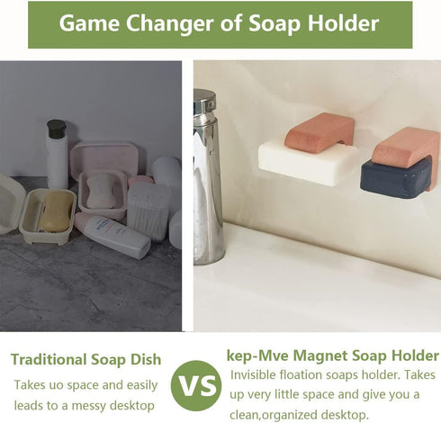 (2sets) Wood Magnetic Bar Soap Holder for Shower Wall,Magnet Air Dry Soap Saver Self Draining, Eco-Friendly Wooden Soap Dish for Soaps & Beard Sha...